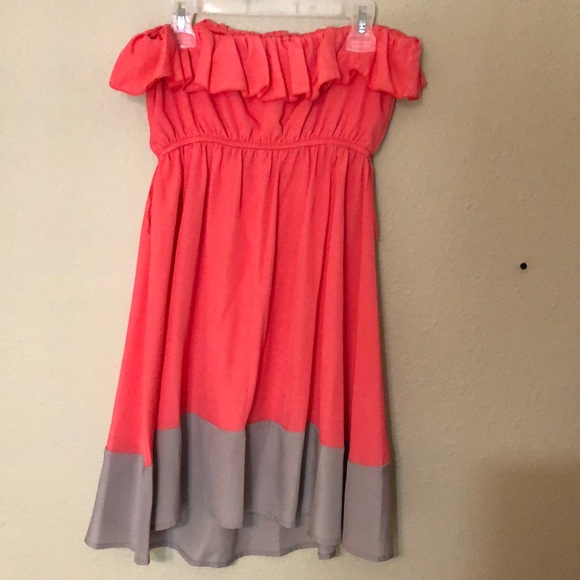 Coral strapless dress - Picture 3 of 5